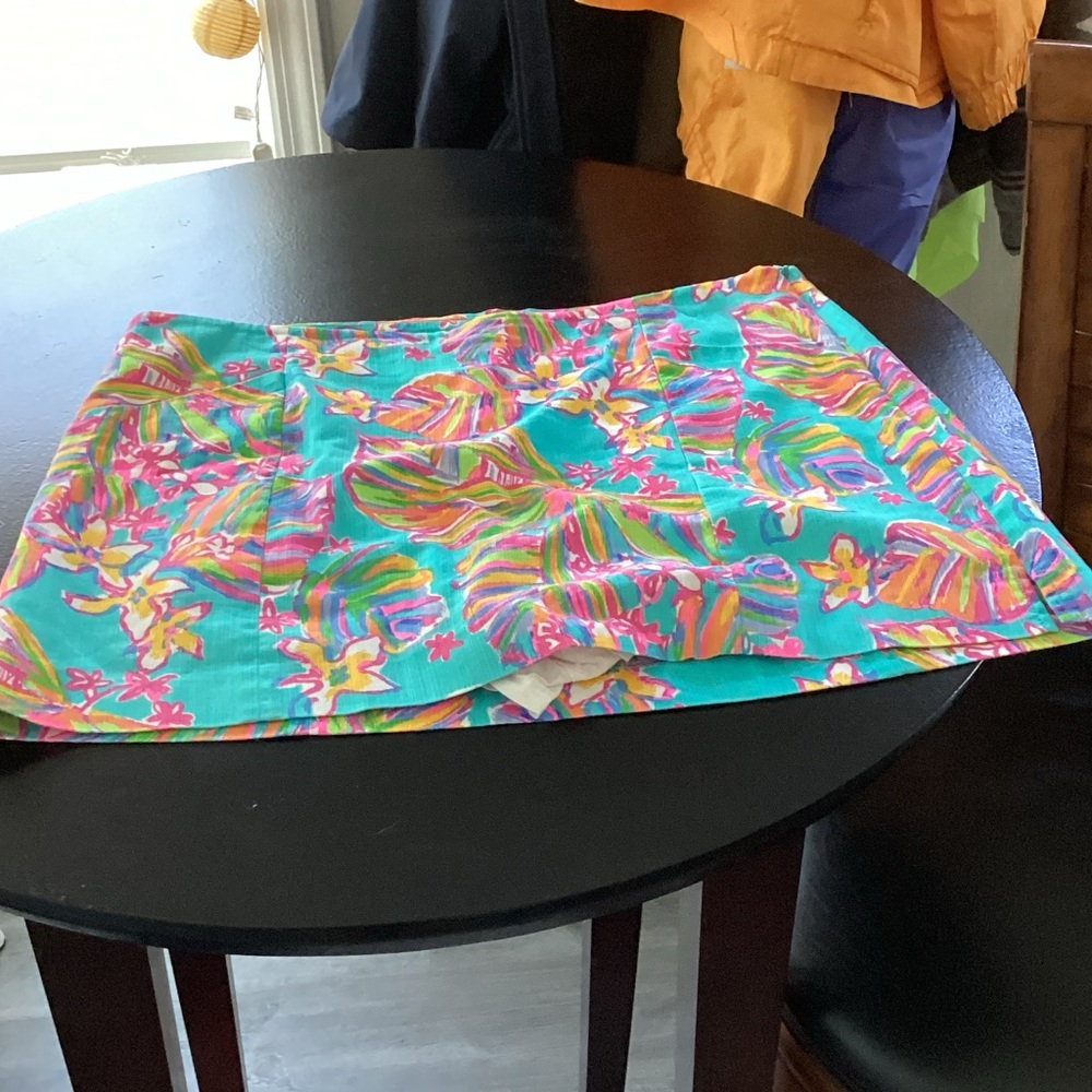 Lilly Pulitzer Turquoise Multi Tropical Mini Skirt